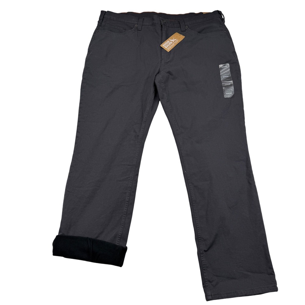 NEW Eddie Bauer Pants Men 40x32 Carbon Flex Mountain Fleece Lined Straight NWT